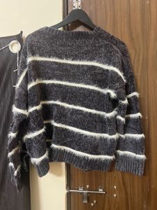 Striped Fuzzy Knit Sweater