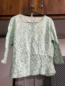Floral Print Green and blue Tops -2