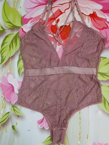(483)Mauve Lace Bodysuit
