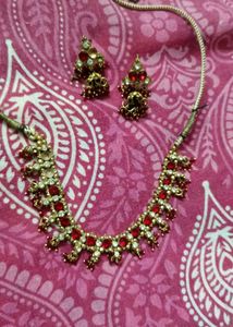 90s Old Red & Gold Jewelry Set