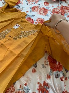 Dress Material Mustard Yellow And Blue