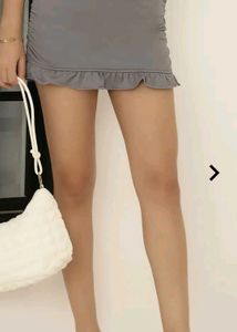 Gray Ruffled Mini Skirt