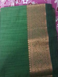 Emerald Green Saree with Gold Border