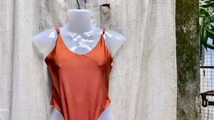Orangish Brown One Piece Swimsuit