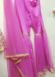 Elegant Pink &amp; Beige Gharara Suit