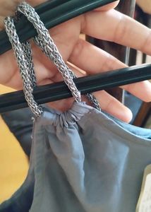 Silver Double Strap Grey Top