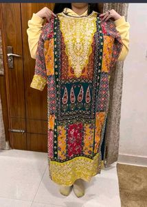 Pakistani Embroidered Kurta Palazzo And Dupatta