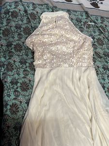 Off-White Gown Halter Neck