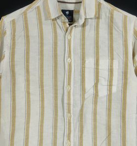 NetPlay Cream &amp; Yellow Striped Casual Shirt (Men)