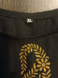 Elegant Black &amp; Gold Paisley Dress