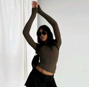 Olive Green Long Sleeve Top