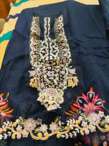 Navy Floral Embroidered Shalwar Kameez