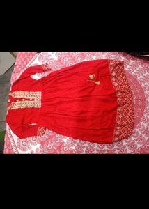 Elegant Red Embroidered Anarkali Kurta