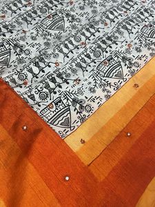 Orange Warli Print Saree