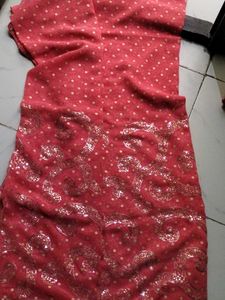 Coral Georgette Saree with blouse