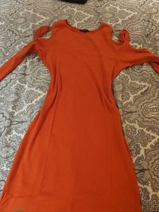 Red Orange Cut-Out Bodycon Dress