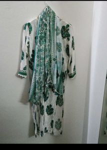 Cotton Kurti Pant Dupatta Set