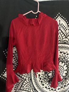 Red Rugffles Top