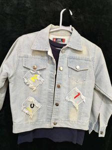 Stylish Denim Jacket With Crop Top