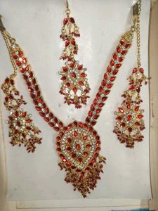 Red &amp; Gold Indian Bridal Jewelry Set