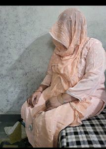 Peach Salwar Kameez Suit bandhej heavy sui