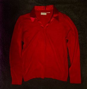 Thrifted Devil Red y2k Collar Sweater