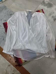 H&M. White Wrap Top
