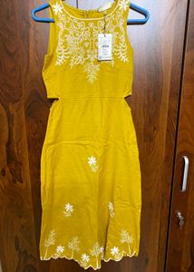🌻Mustard Embroidered Dress