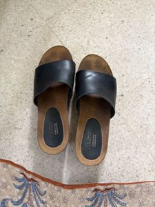 Aldo Black Leather Wedges