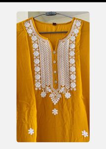 Mustard Embroidered Kurta Set