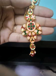 Kundan Earrings, Maang Tika And Ring Combo