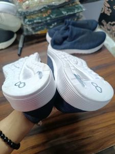 Blue Knit Slip-On Sneakers