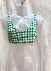 171611. Zara Green Checkered Crop Top