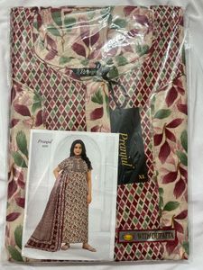 Pranjul Cotton Nightgown with Dupatta - XL