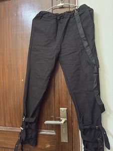 Black Cargo Pants with Straps and buckles