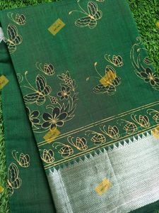Mangalagiri Cotton Printed Saree Green