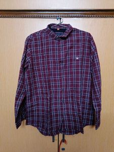 Cotton Check Maroon Shirt