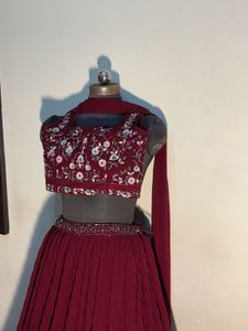 Elegant Maroon Embroidered Lehenga Choli