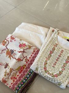 White Embroidered Kurti Set
