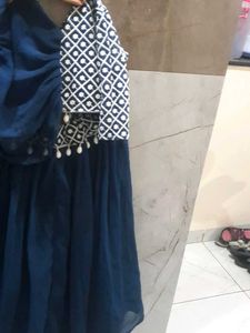 Navy Blue Embroidered Blouse