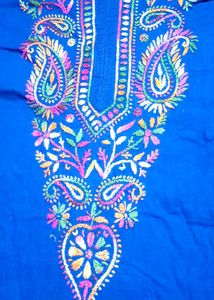 Pure Cotton Chikenkari Kurti With New Sare