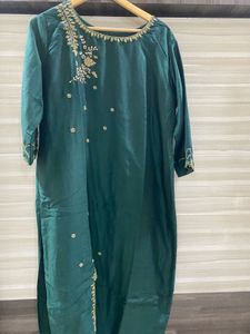 Emerald Green Embroidered Kurti