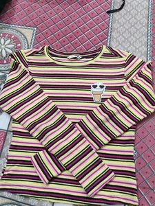 Striped Tee w/ Ice Cream Patch