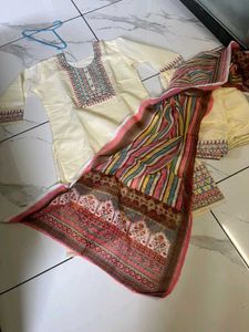 Elegant Embroidered 3 Piece  Kurta Set