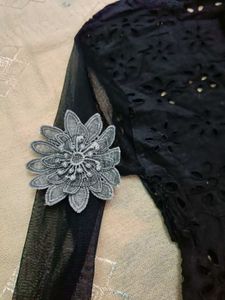Black Floral Lace Tunic Top