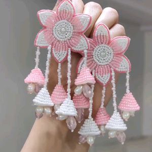 Statement Beaded Floral Earrings