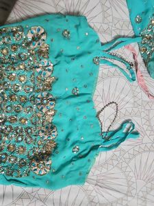 Stitched Saree with squins and stone work