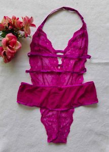 Magenta Lace Teddy Bodysuit