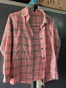 Pink Plaid Flannel Shirt