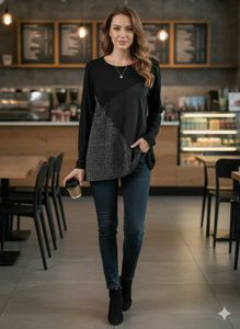 Stylish Patchwork Long Sleeve Top